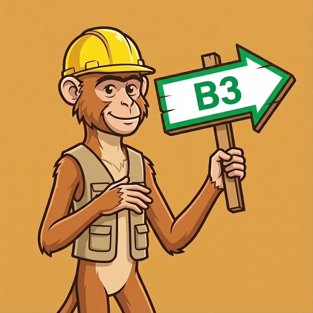 Monkey mascot pointing to B3